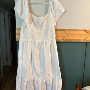 GAP White Tiered Maxi Sundress with Square Neck